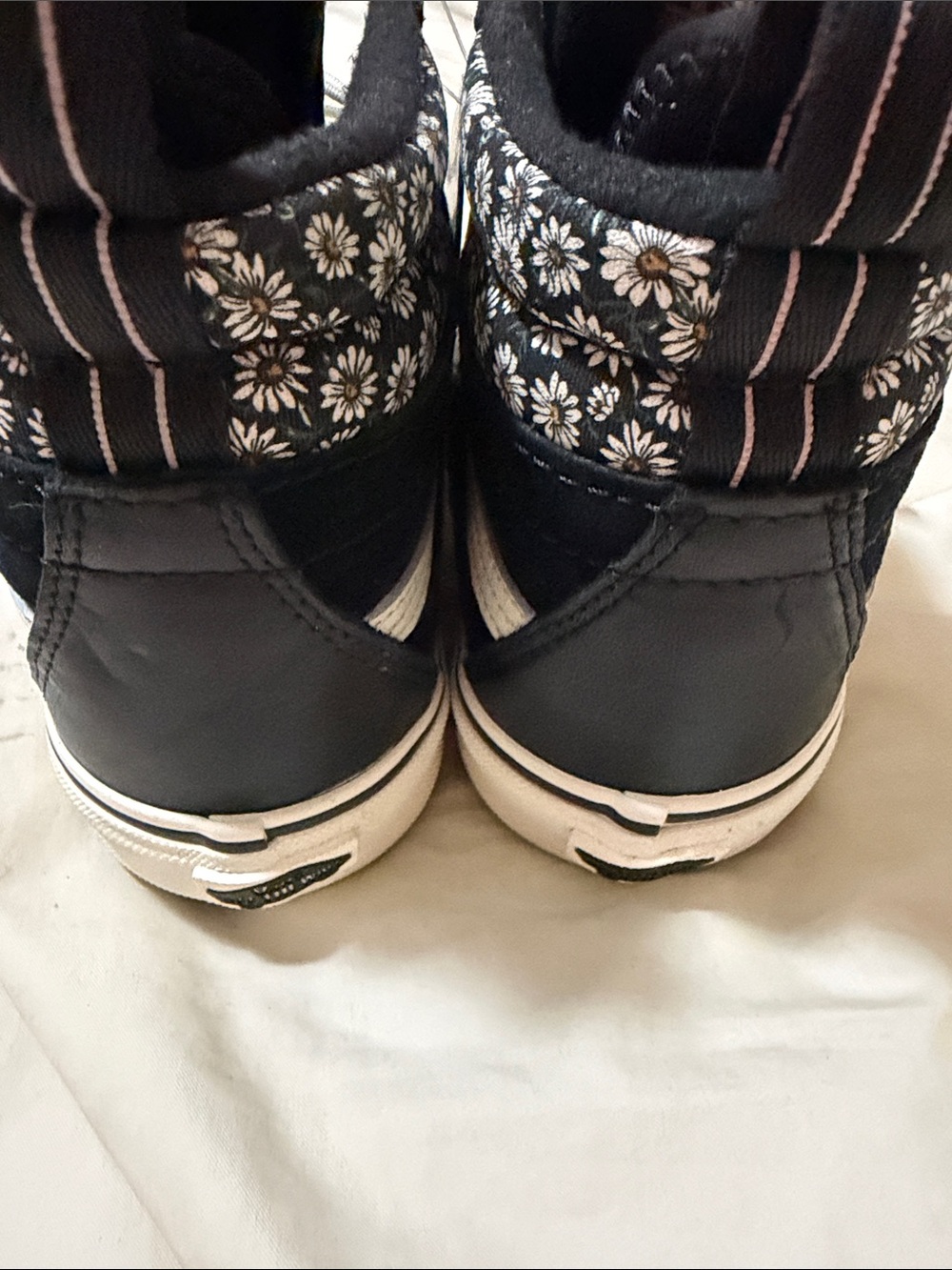 Vans Black & White High-Top Sneakers with Cream Laces - Picture 3 of 3